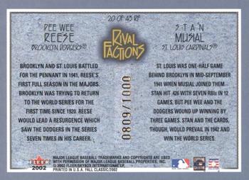 2002 Fleer Fall Classic - Rival Factions #20 RF Stan Musial / Pee Wee Reese Back