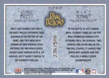 2002 Fleer Fall Classic - Rival Factions #25 RF George Brett / Mike Schmidt Back