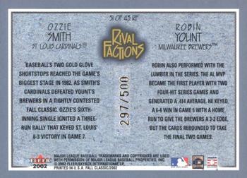 2002 Fleer Fall Classic - Rival Factions #31 RF Ozzie Smith / Robin Yount Back