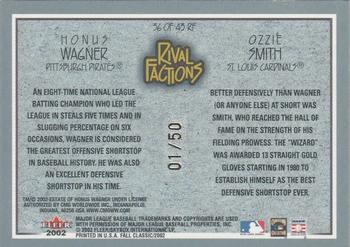2002 Fleer Fall Classic - Rival Factions #36 RF Ozzie Smith / Honus Wagner Back