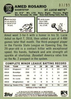 2016 Topps Heritage Minor League - Blue #156 Amed Rosario Back