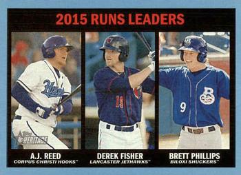 2016 Topps Heritage Minor League - Blue #193 Brett Phillips / A.J. Reed / Derek Fisher Front