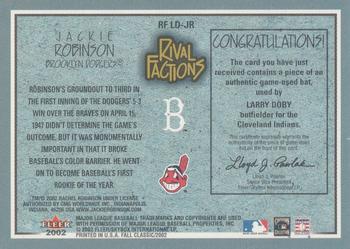 2002 Fleer Fall Classic - Rival Factions Game Used #RF LD-JR Larry Doby / Jackie Robinson Back