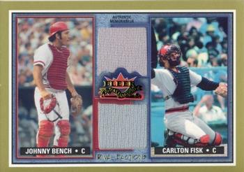 2002 Fleer Fall Classic - Rival Factions Game Used Dual #RF JB-CF Johnny Bench / Carlton Fisk Front