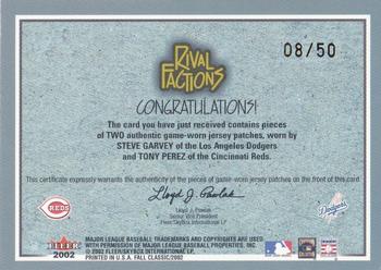2002 Fleer Fall Classic - Rival Factions Game Used Dual Patch #NNO Steve Garvey / Tony Perez  Back
