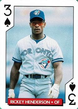 1995 Bicycle Aces Toronto Blue Jays Playing Cards #3♠ Rickey Henderson Front