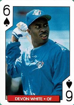 1995 Bicycle Aces Toronto Blue Jays Playing Cards #6♠ Devon White Front