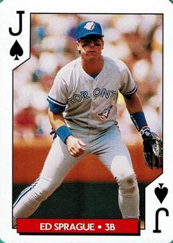 1995 Bicycle Aces Toronto Blue Jays Playing Cards #J♠ Ed Sprague Front