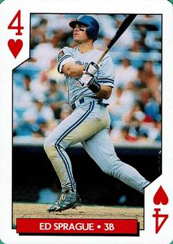 1995 Bicycle Aces Toronto Blue Jays Playing Cards #4♥ Ed Sprague Front