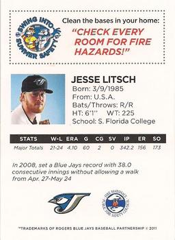 2011 Toronto Blue Jays Swing into Summer Safety #NNO Jesse Litsch Back