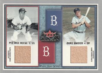 2002 Fleer Fall Classic - Rival Factions Game Used Quad #NNO Pee Wee Reese / Duke Snider / Yogi Berra / Johnny Mize Front
