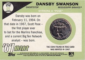 2016 Topps Heritage Minor League - 1967 Mint Relics Black Quarter #67M-DS Dansby Swanson Back
