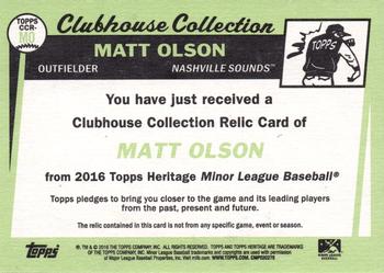 2016 Topps Heritage Minor League - Clubhouse Collection Relics #CCR-MO Matt Olson Back