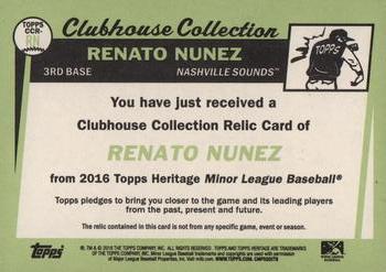2016 Topps Heritage Minor League - Clubhouse Collection Relics #CCR-RN Renato Nunez Back