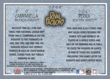 2002 Fleer Fall Classic - Rival Factions Retail #13 RF Yogi Berra / Roy Campanella  Back
