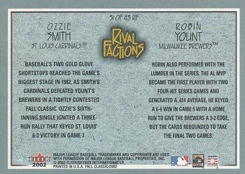 2002 Fleer Fall Classic - Rival Factions Retail #31 RF Ozzie Smith / Robin Yount  Back