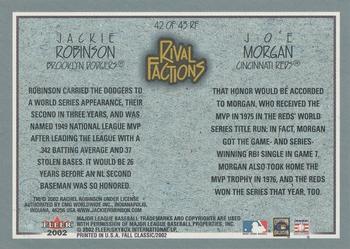 2002 Fleer Fall Classic - Rival Factions Retail #42 RF Joe Morgan / Jackie Robinson  Back