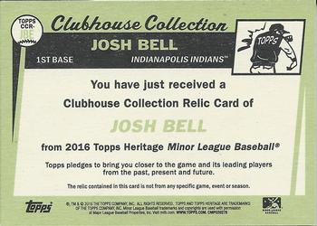 2016 Topps Heritage Minor League - Clubhouse Collection Relics Black Border Patch #CCR-JBE Josh Bell Back
