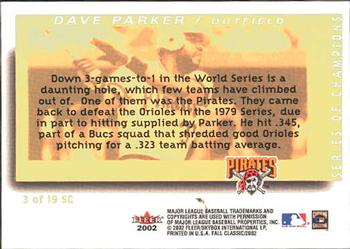 2002 Fleer Fall Classic - Series of Champions #3 SC Dave Parker Back