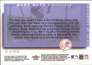 2002 Fleer Fall Classic - Series of Champions #19 SC Babe Ruth Back