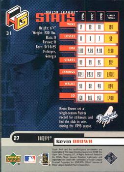 1999 Upper Deck HoloGrFX #31 Kevin Brown Back