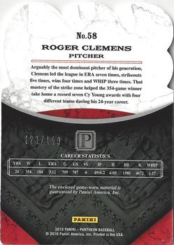 2016 Panini Pantheon #58 Roger Clemens Back