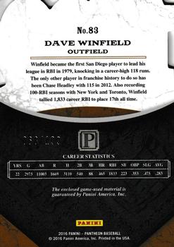 2016 Panini Pantheon #83 Dave Winfield Back