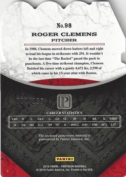 2016 Panini Pantheon #98 Roger Clemens Back