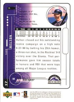 1999 Upper Deck MVP #71 Todd Helton Back