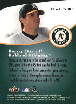 2002 Fleer Focus Jersey Edition - K Corps #11KC Barry Zito  Back