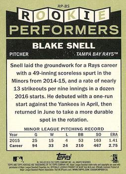 2016 Topps Heritage - Rookie Performers #RP-BS Blake Snell Back
