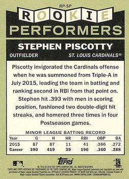 2016 Topps Heritage - Rookie Performers #RP-SP Stephen Piscotty Back