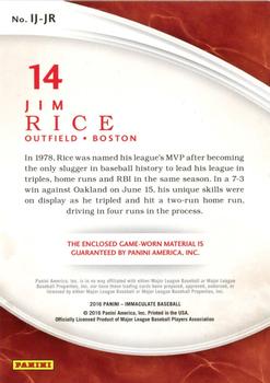2016 Panini Immaculate Collection - Immaculate Jumbo #IJ-JR Jim Rice Back