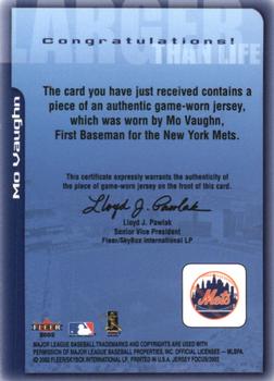 2002 Fleer Focus Jersey Edition - Larger than Life Game Used #NNO Mo Vaughn Back