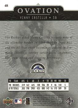 1999 Upper Deck Ovation #48 Vinny Castilla Back