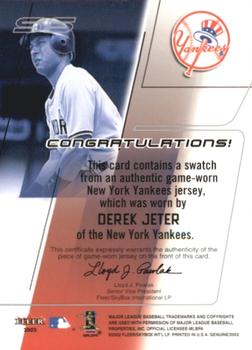 2002 Fleer Genuine - Names of the Game Memorabilia #NNO Derek Jeter  Back