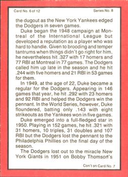 1983 ASA The Duke Snider Story - Autographed Red Border #6 Duke Snider / Gil Hodges / Don Hoak / Pee Wee Reese Back