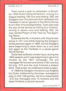 1983 ASA The Duke Snider Story - Autographed Red Border #8 Duke Snider Back
