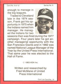 1983 ASA The Frank Robinson Story - Autographed Red Border #9 Frank Robinson Back