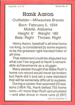 1983 ASA The Hank Aaron Story - Autographed Red Border #2 Hank Aaron / Ben Geraghty Back