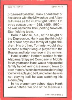 1983 ASA The Hank Aaron Story - Autographed Red Border #4 Hank Aaron / Wes Covington / Bob Hazle Back