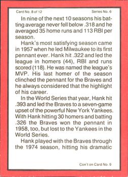 1983 ASA The Hank Aaron Story - Autographed Red Border #8 Hank Aaron Back