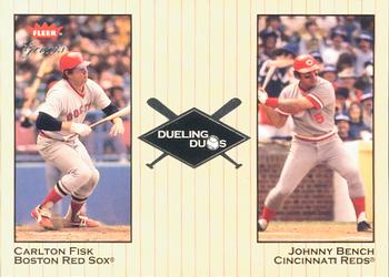2002 Fleer Greats of the Game - Dueling Duos #1 DD Johnny Bench / Carlton Fisk Front