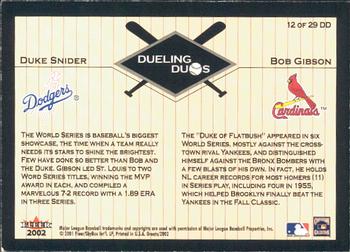 2002 Fleer Greats of the Game - Dueling Duos #12 DD Duke Snider / Bob Gibson Back