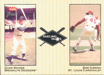 2002 Fleer Greats of the Game - Dueling Duos #12 DD Duke Snider / Bob Gibson Front