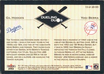 2002 Fleer Greats of the Game - Dueling Duos #13 DD Gil Hodges / Yogi Berra Back