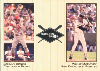 2002 Fleer Greats of the Game - Dueling Duos #19 DD Johnny Bench / Willie McCovey Front