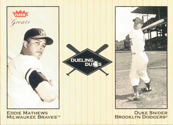 2002 Fleer Greats of the Game - Dueling Duos #20 DD Eddie Mathews / Duke Snider Front