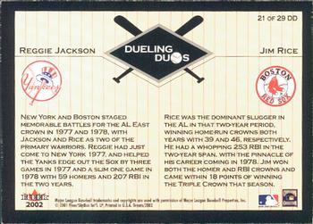 2002 Fleer Greats of the Game - Dueling Duos #21 DD Reggie Jackson / Jim Rice Back