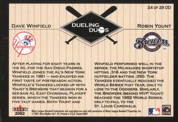 2002 Fleer Greats of the Game - Dueling Duos #24 DD Robin Yount / Dave Winfield  Back